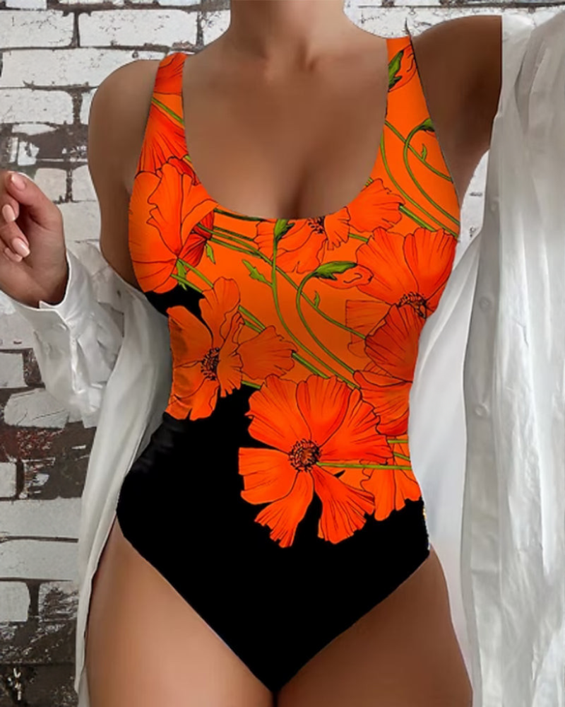 Lucyna - Elegante bañador de una pieza con diseño floral