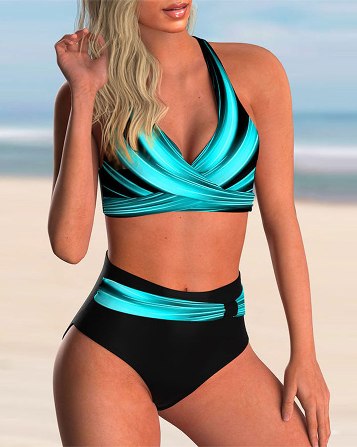 Liliana - Bikini Set con Cuello Cruzado y Estampado