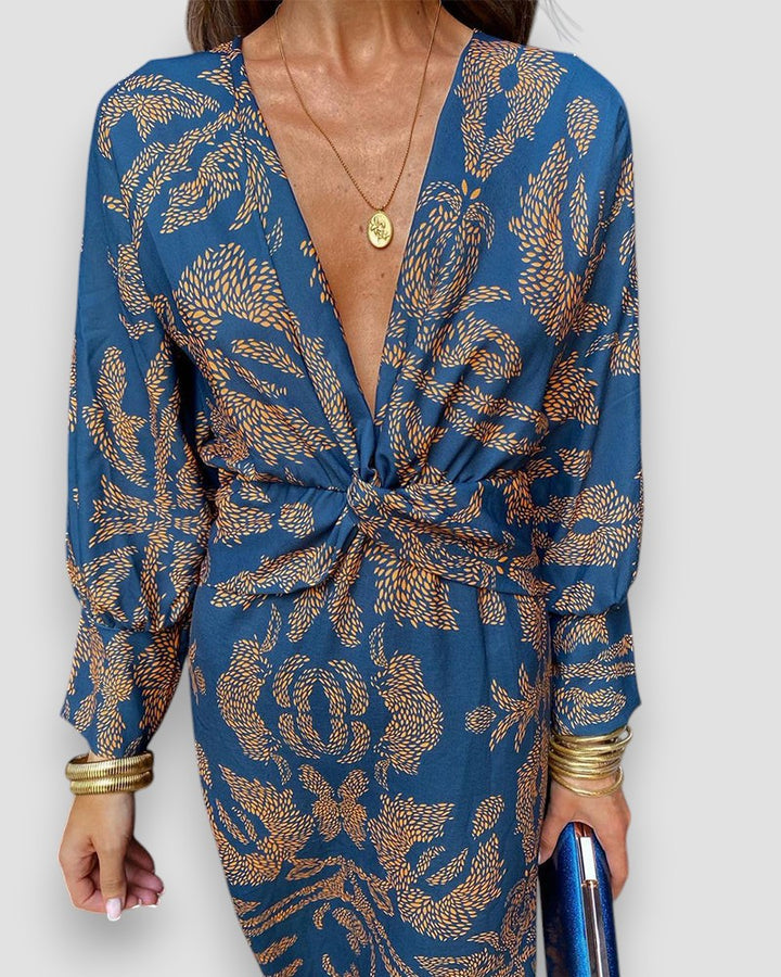 Mona | Elegante Vestido de Manga Larga con Cinta