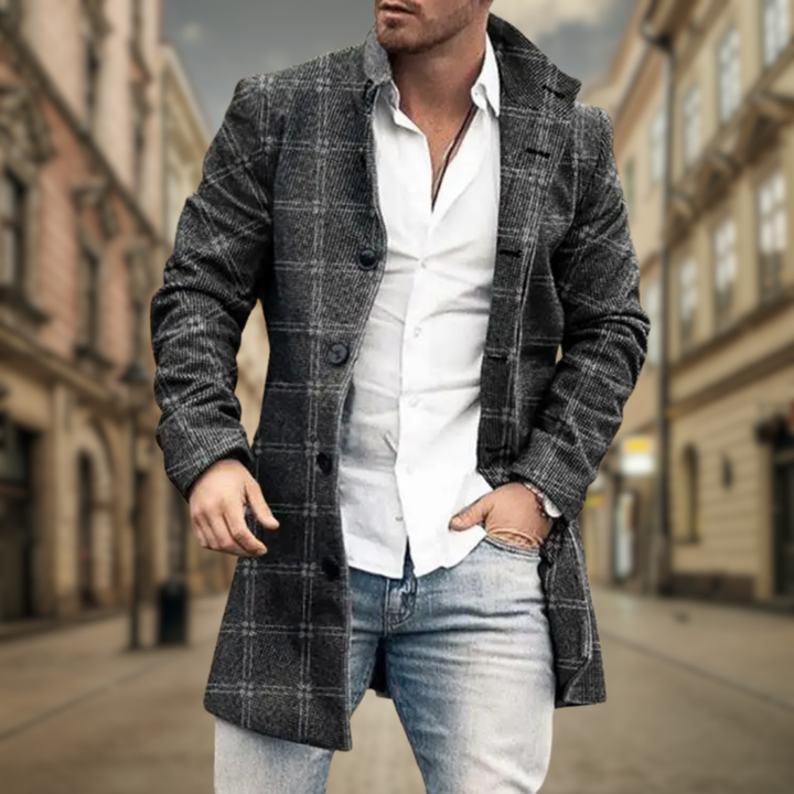 Wilfred | Elegante Abrigo de Lana con Diseño de Espiga