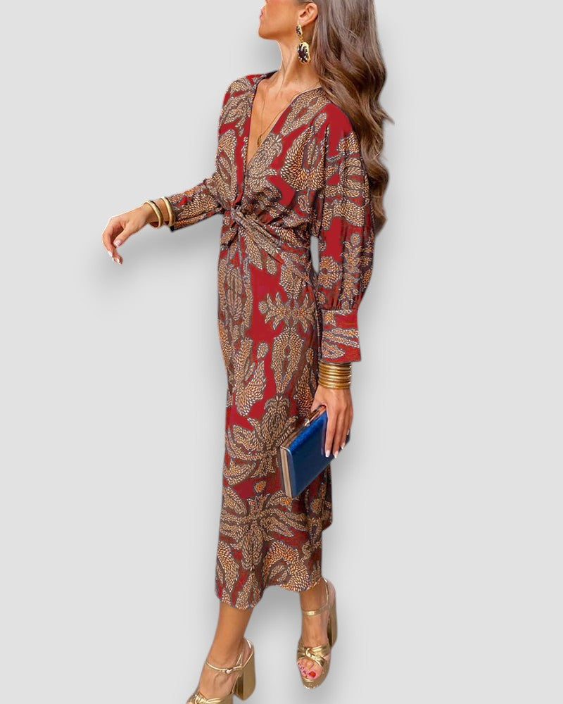 Mona | Elegante Vestido de Manga Larga con Cinta