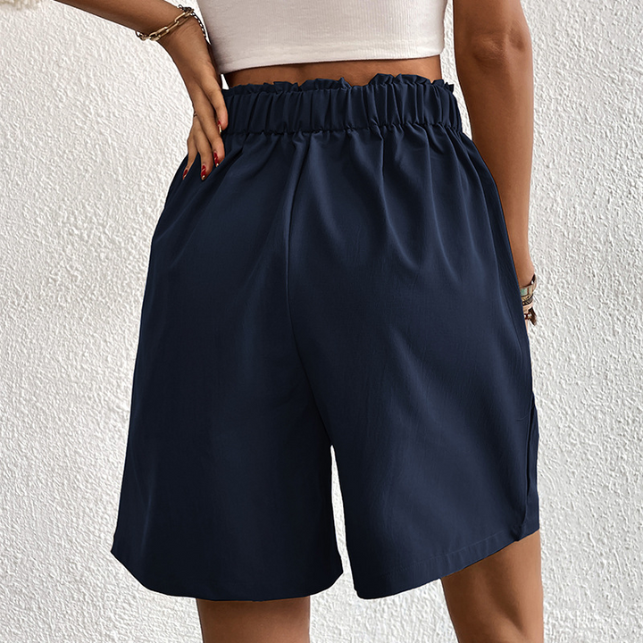 Idun | Pantalones Cortos de Cintura Alta con Pliegues