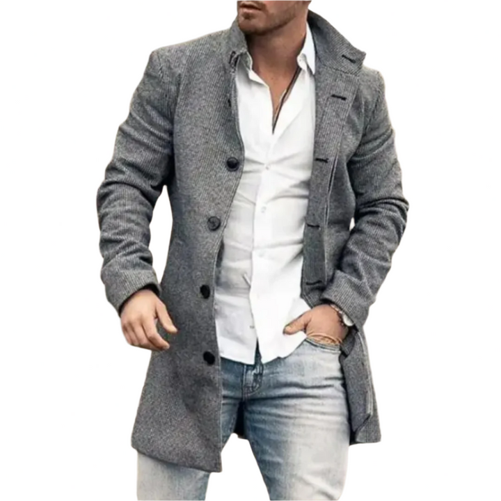 Wilfred | Elegante Abrigo de Lana con Diseño de Espiga