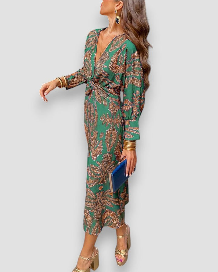 Mona | Elegante Vestido de Manga Larga con Cinta