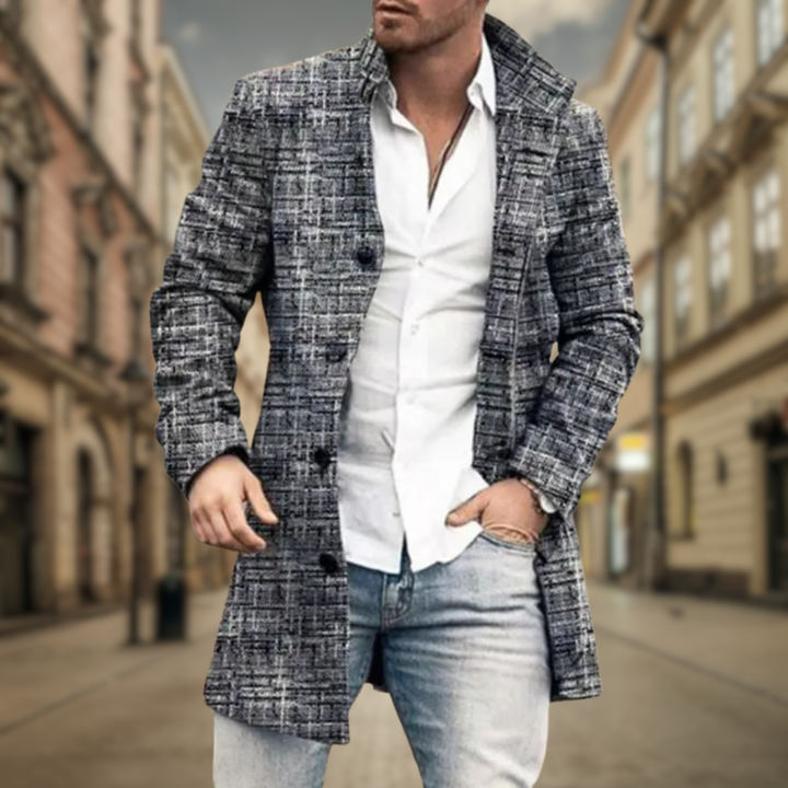 Wilfred | Elegante Abrigo de Lana con Diseño de Espiga
