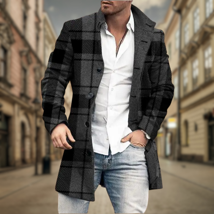 Wilfred | Elegante Abrigo de Lana con Diseño de Espiga