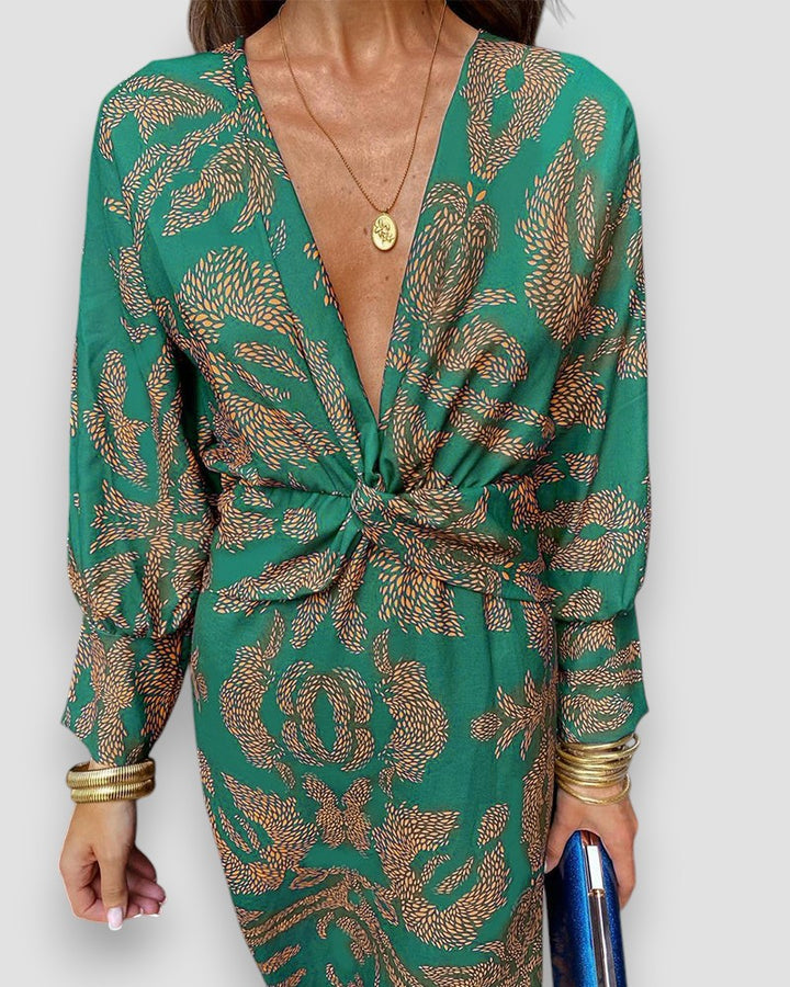 Mona | Elegante Vestido de Manga Larga con Cinta