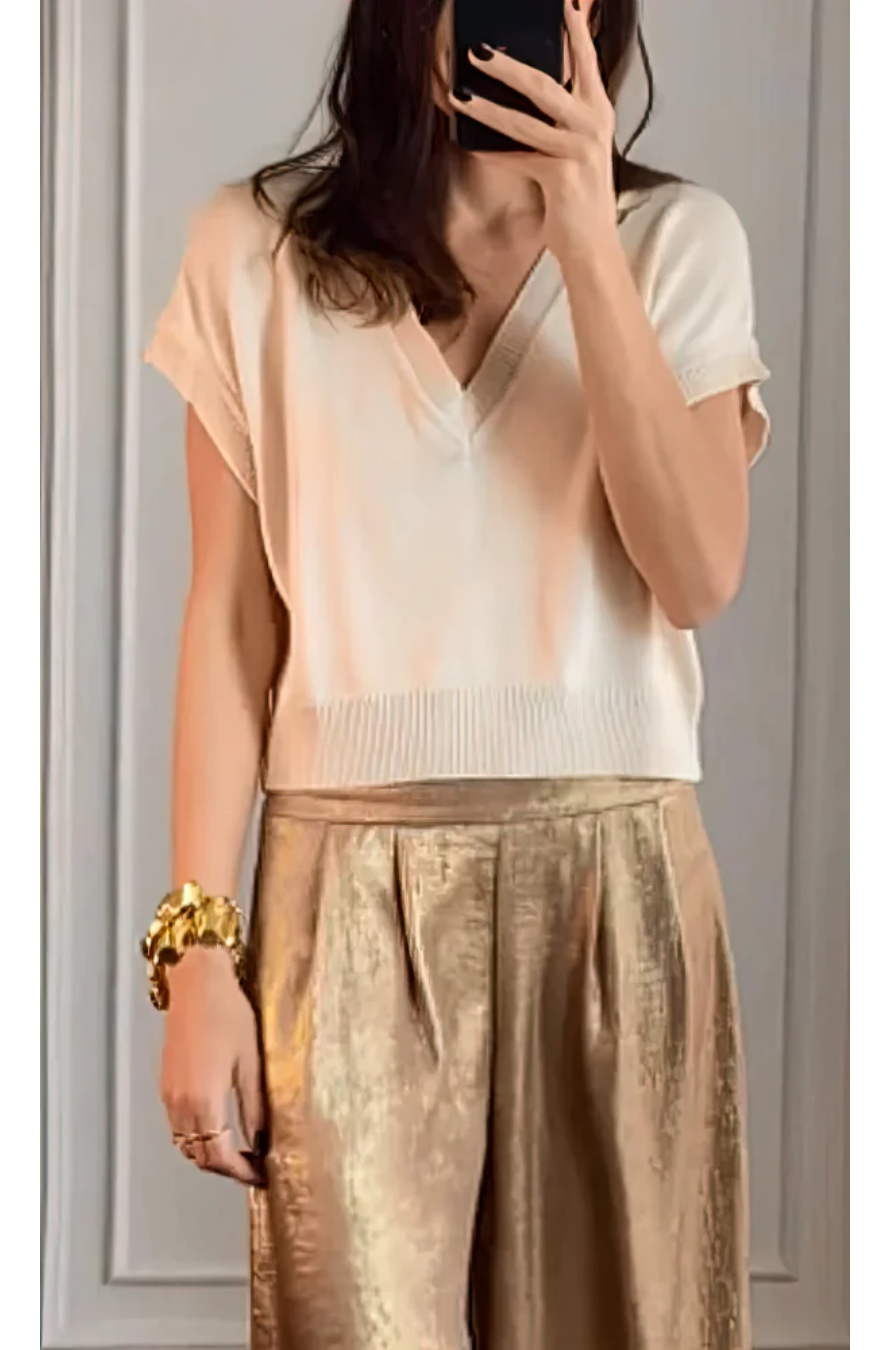 Betina | Elegantes Pantalones Anchos Metálicos