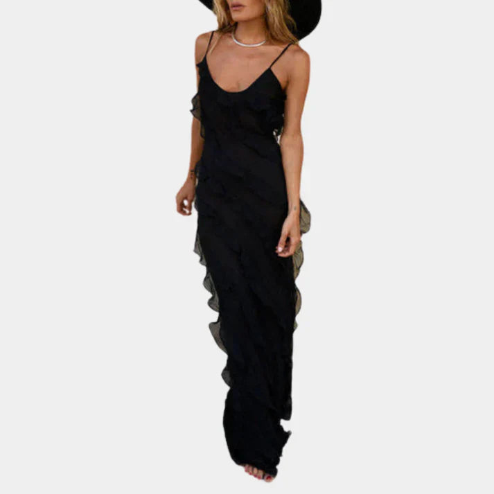 Cathrine | Elegante Maxivestido con Detalles de Volantes
