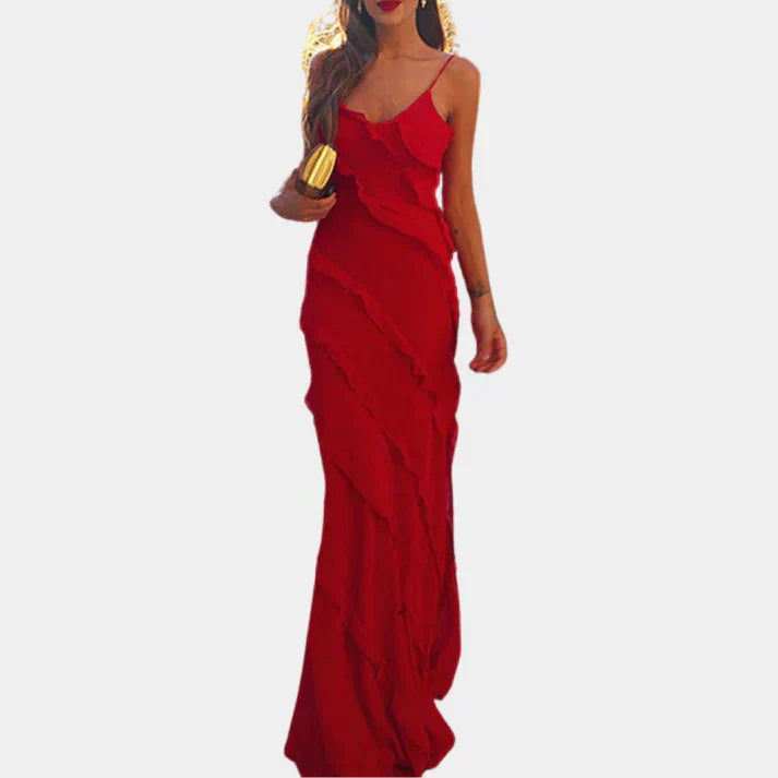 Cathrine | Elegante Maxivestido con Detalles de Volantes