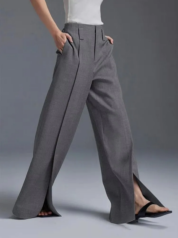 Stinna | Elegantes Pantalones Anchos con Detalle de Abertura