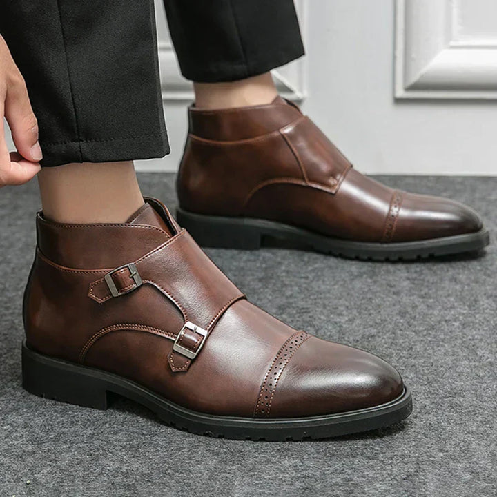 Alain™ - Botas Monk Doble de Cuero con Correas