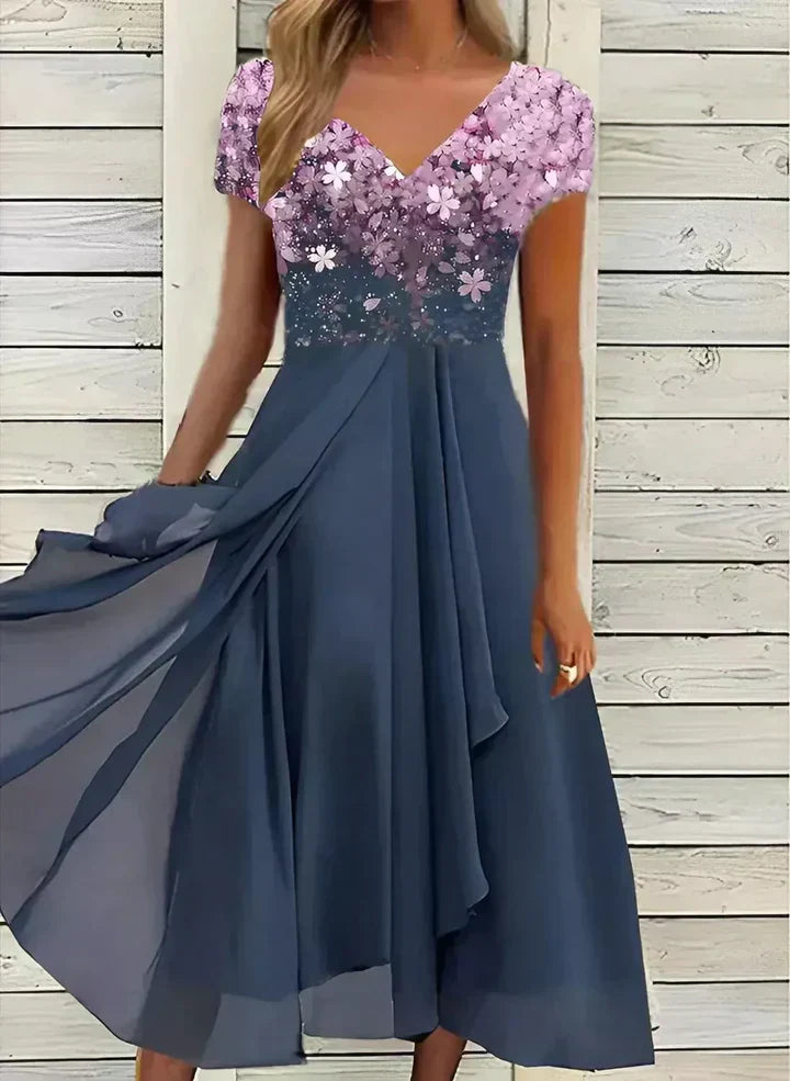 Ditte | Vestido Floral Elegante con Escote en V