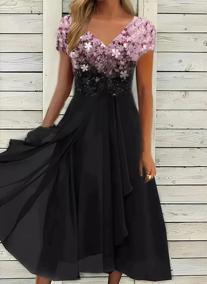 Ditte | Vestido Floral Elegante con Escote en V