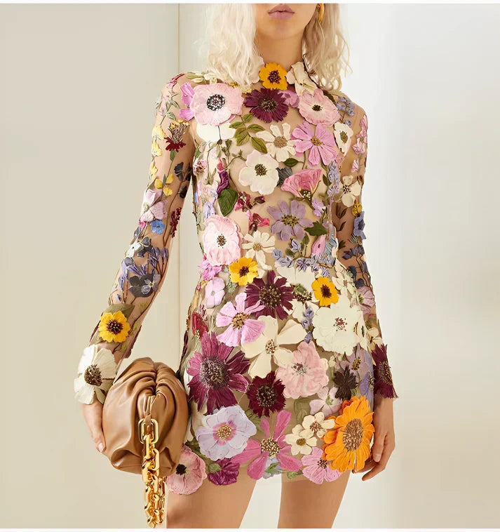 Solveig | Elegante Vestido Mini con Estampado Floral
