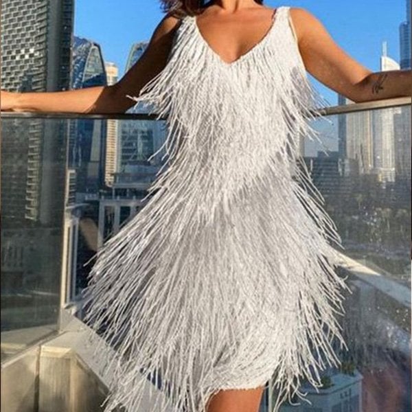 Karla™ | Mini vestido de flecos brillantes