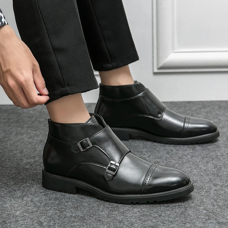 Alain™ - Botas Monk Doble de Cuero con Correas
